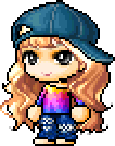 Blue Cap / Rainbow Knit / Ripped Jeans