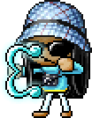 Blue Bucket Hat / Tourist T / White Jeans / Black Sunglasses / Cherub's Bow