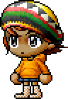 Reggae Hat / Orange Hooded Shirt / Butterfly Skirt